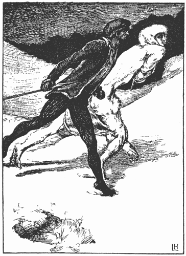 The Race, an illustration from the 1896 edition of Clemence Housman's The Were-Wolf.