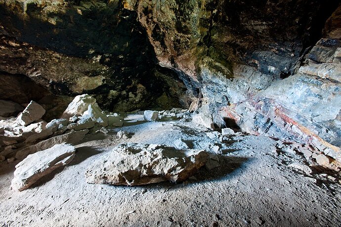 Inside the dry, rocky Lovelock Cave in Nevada.