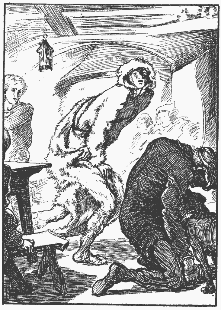 White Fell's Escape, an illustration from the 1896 edition of Clemence Housman's The Were-Wolf.