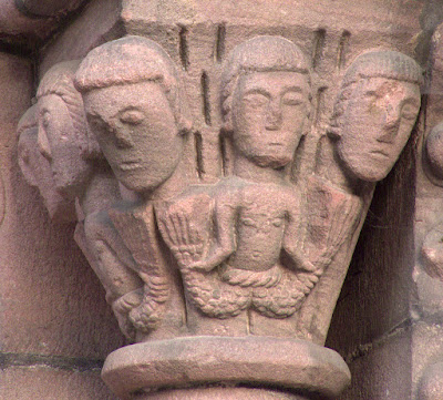 Romanesque capital with mermen, Kaysersberg, Northeastern France\ 400x361