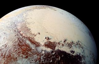 This view of Pluto's Sputnik Planitia nitrogen-ice plain was captured by NASA's New Horizons spacecraft during its flyby of the dwarf planet in July 2015.