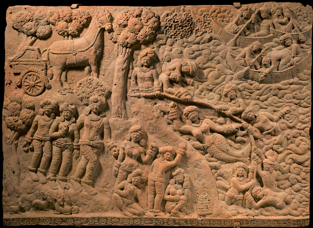 Terracotta plaque depicting mermaid from Chandraketugarh, India, 2nd century BC.\ 640x466