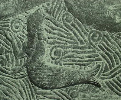 Fish-man in the sea. Bas-relief in the palace of the Assyrian king Sargon II, ca. 721-705 BCE at Dur-Sharken, modern Khorsabad.\ 400x331