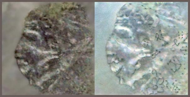 FIGURE 12 and 12a: Fig 12 is the original untouched satellite photograph. Fig. 12a has been lightly retouched by pencil only.