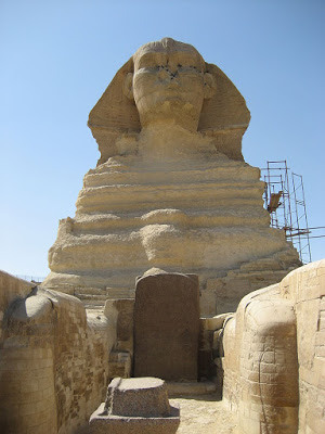 Great Sphinx with the Dream Stela set up by pharaoh Tuthmosis IV\ 298x400
