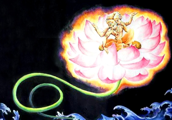 Brahma on lotus flower growing from the navel of lord Viṣṇu