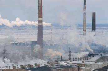 The smelter complex at Norilsk, western Siberia– the largest source of sulfur dioxide emissions within the Arctic region. Arctic Monitoring and Assessment Programme, 2006