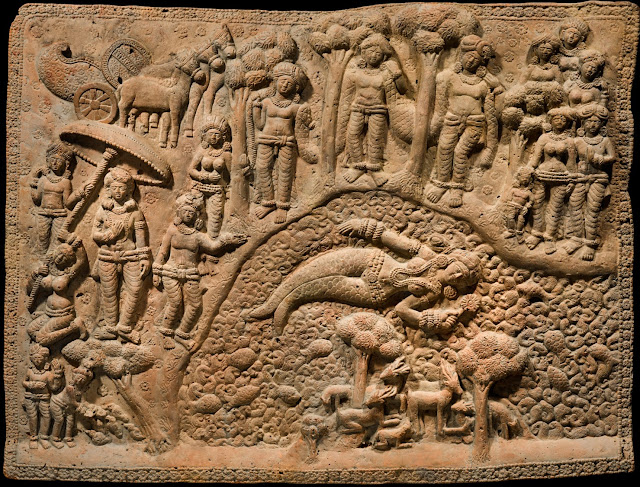Terracotta plaque depicting mermaid from Chandraketugarh, India, 2nd century BC.\ 640x488